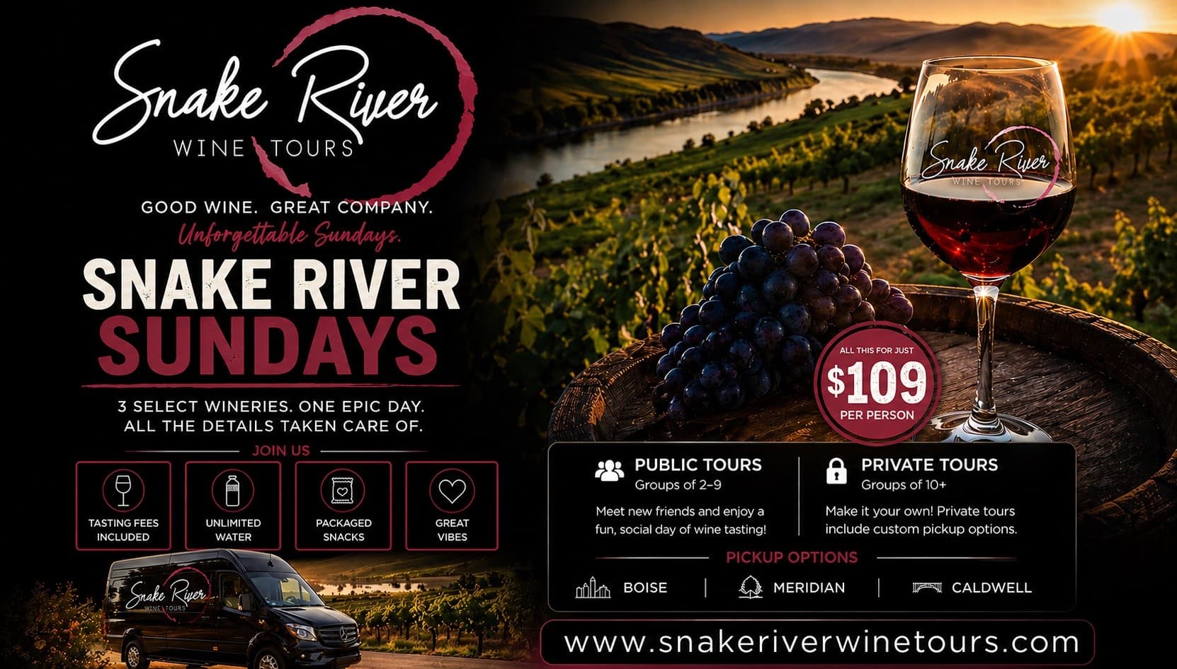 Snake River Sundays: Sunnyslope Wine Trail Tasting Tour from Boise
