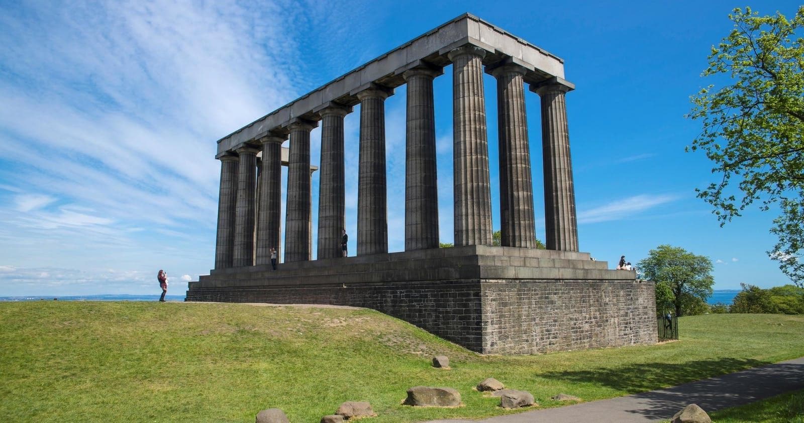 National Monument ruins on Calton Hill, panoramic city view