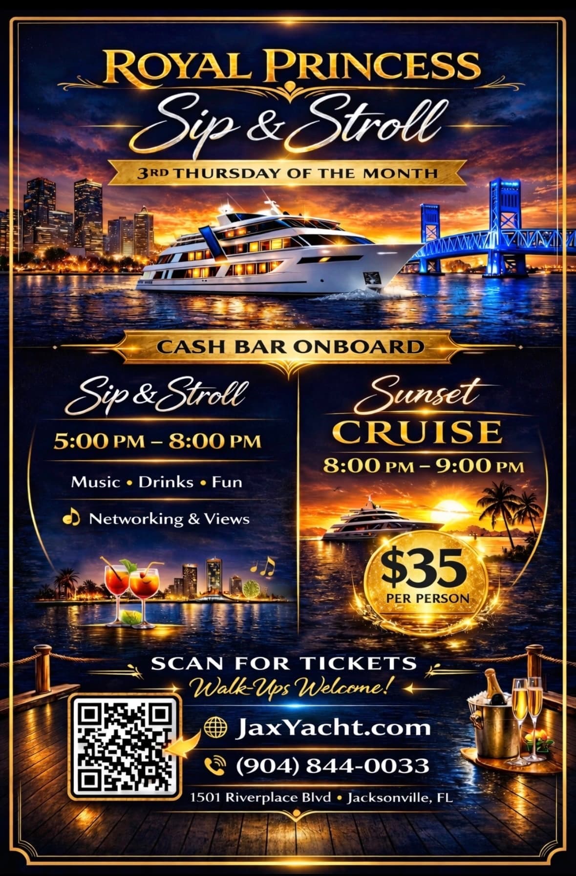 Jacksonville Sip, Stroll & One-Hour St. Johns River Cruise on the Royal Princess