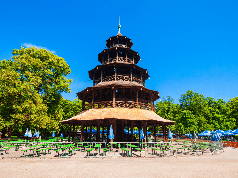Chinesischer Turm beer garden pagoda in Englischer Garten Munich