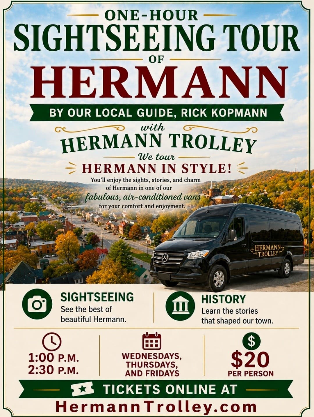 Hermann Sightseeing & History Trolley: 1-Hour Tour of Missouri's Wine Country