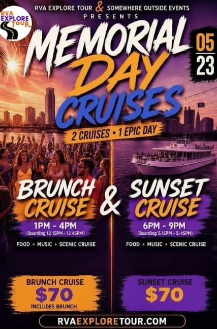 Richmond Memorial Day Brunch Cruise: DJ, Bites & Sunset River Vibes