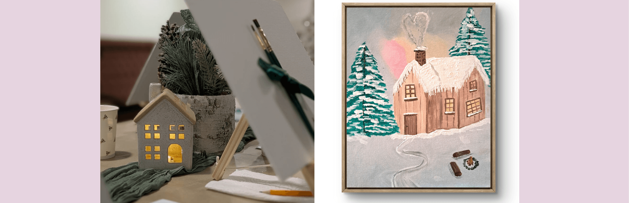 Paint & Sip Night at The Hewlett Arms: Winter Escape Workshop in Cheltenham