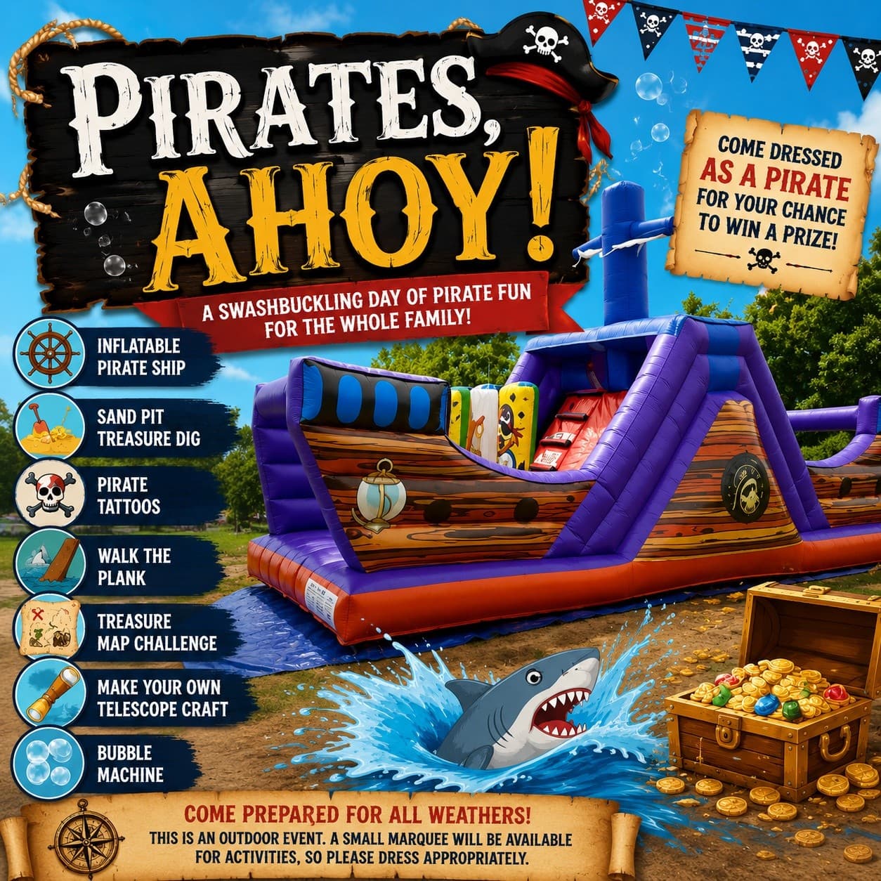 Pirate Play at Newtongrange: Inflatable Ship, Treasure Digs and Kids' Crafts