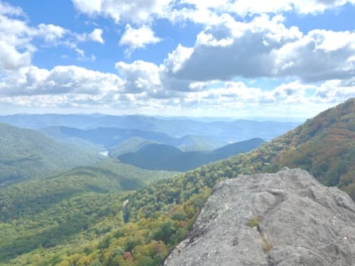 Panoramic Appalachian mountain ridge view from a hiking overlook