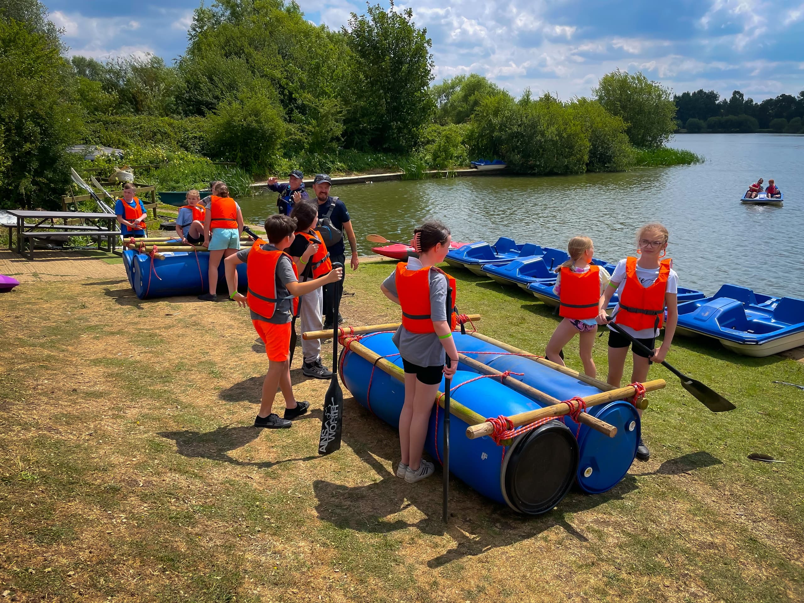 Water Activities at Frisby Lakes Paddlesports: Raft Building Adventure
