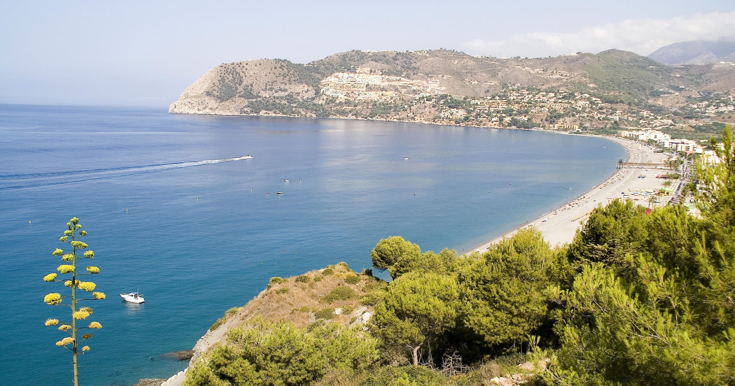 Mediterranean coastal cliff and beach vista near Granada