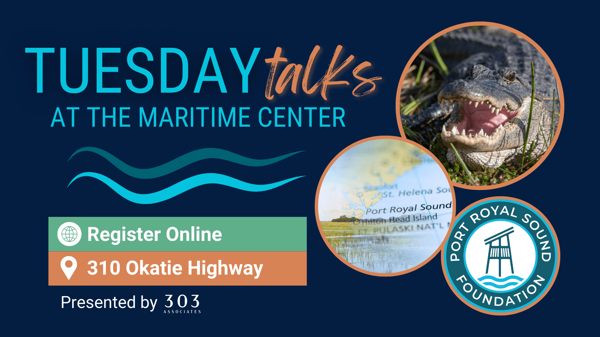 Maritime Center Tuesday Talks event poster promoting coastal talks