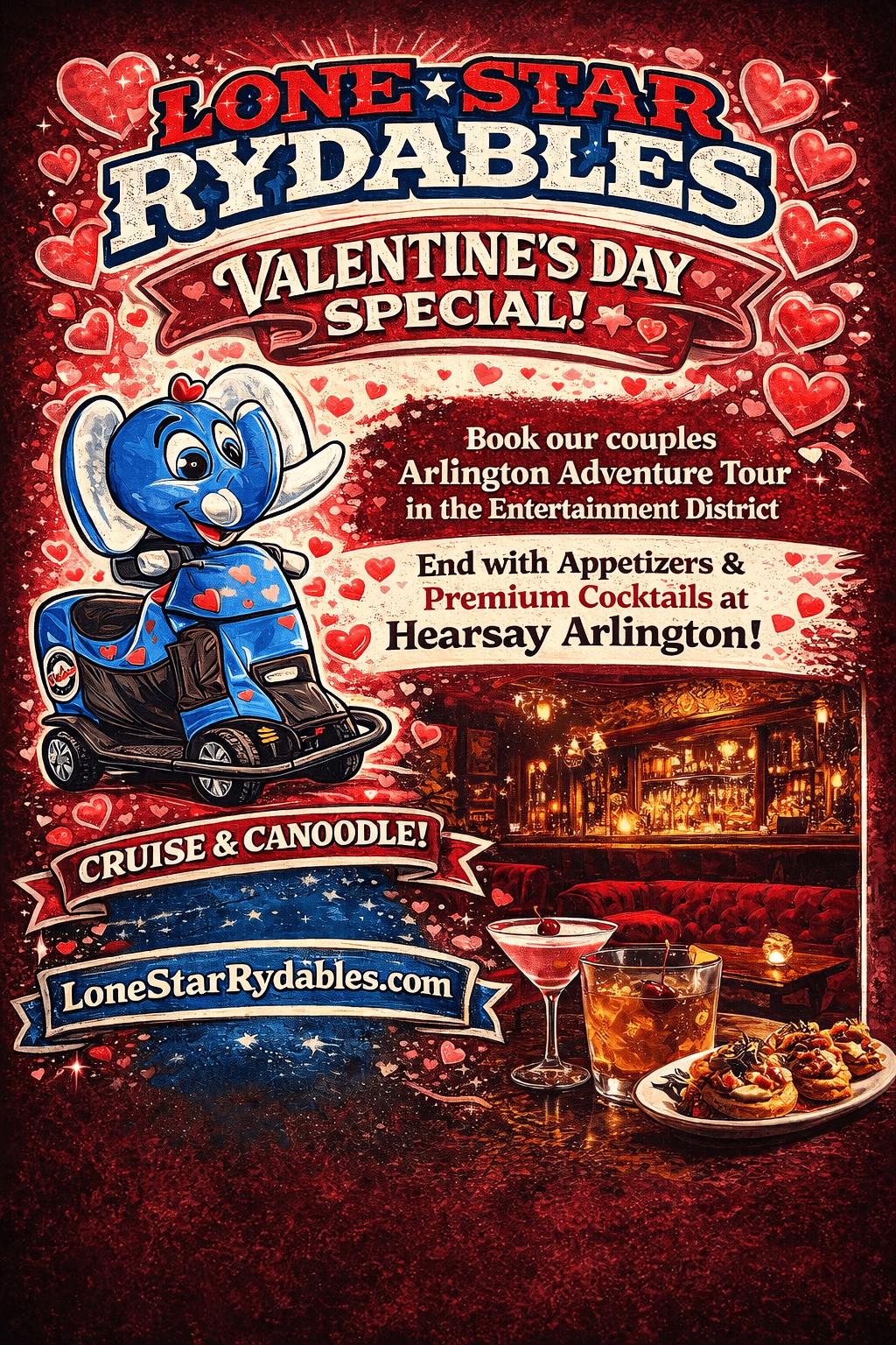Cruise and Canoodle: Arlington Rydable Food and Stadium Tour