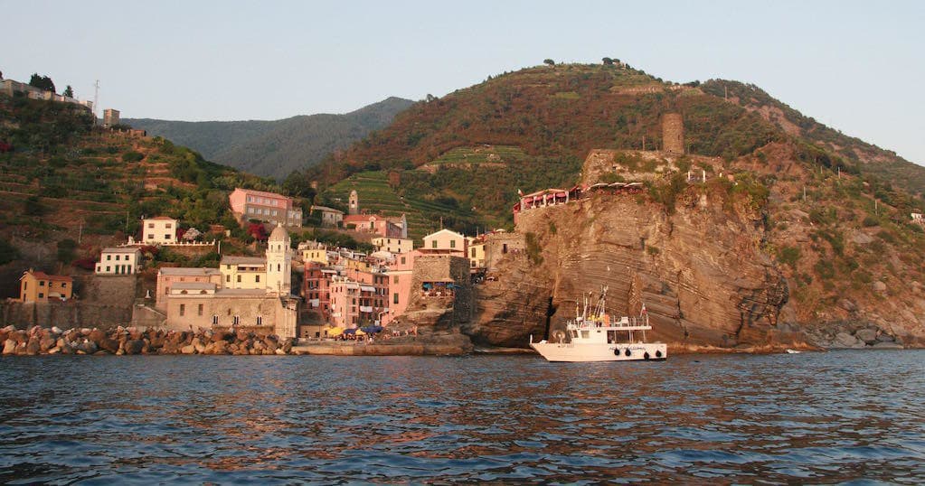 Dramatic cliffside village with turquoise Mediterranean waters