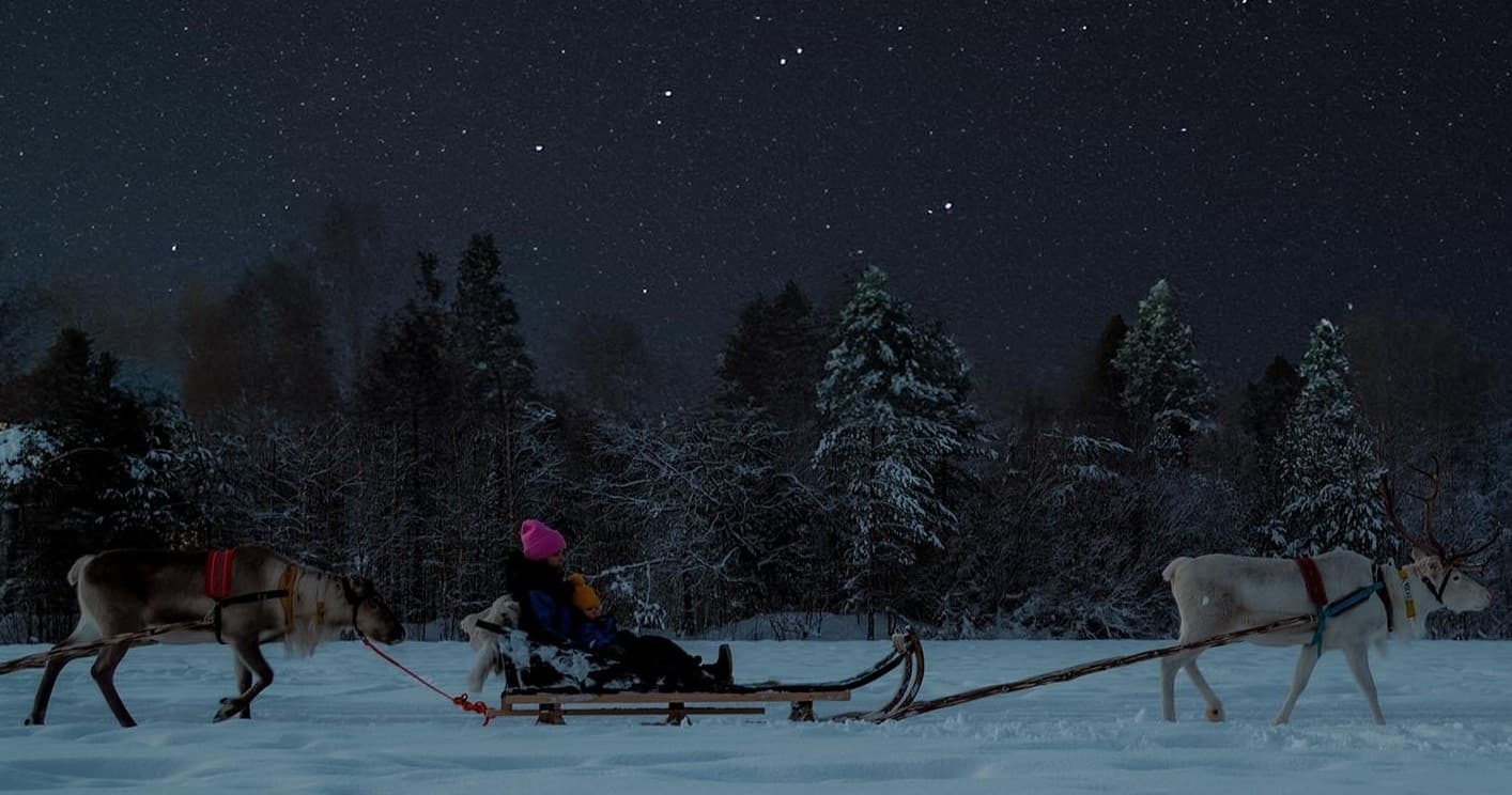 Reindeer Sleigh Ride at Apukka Resort in Rovaniemi, Finland