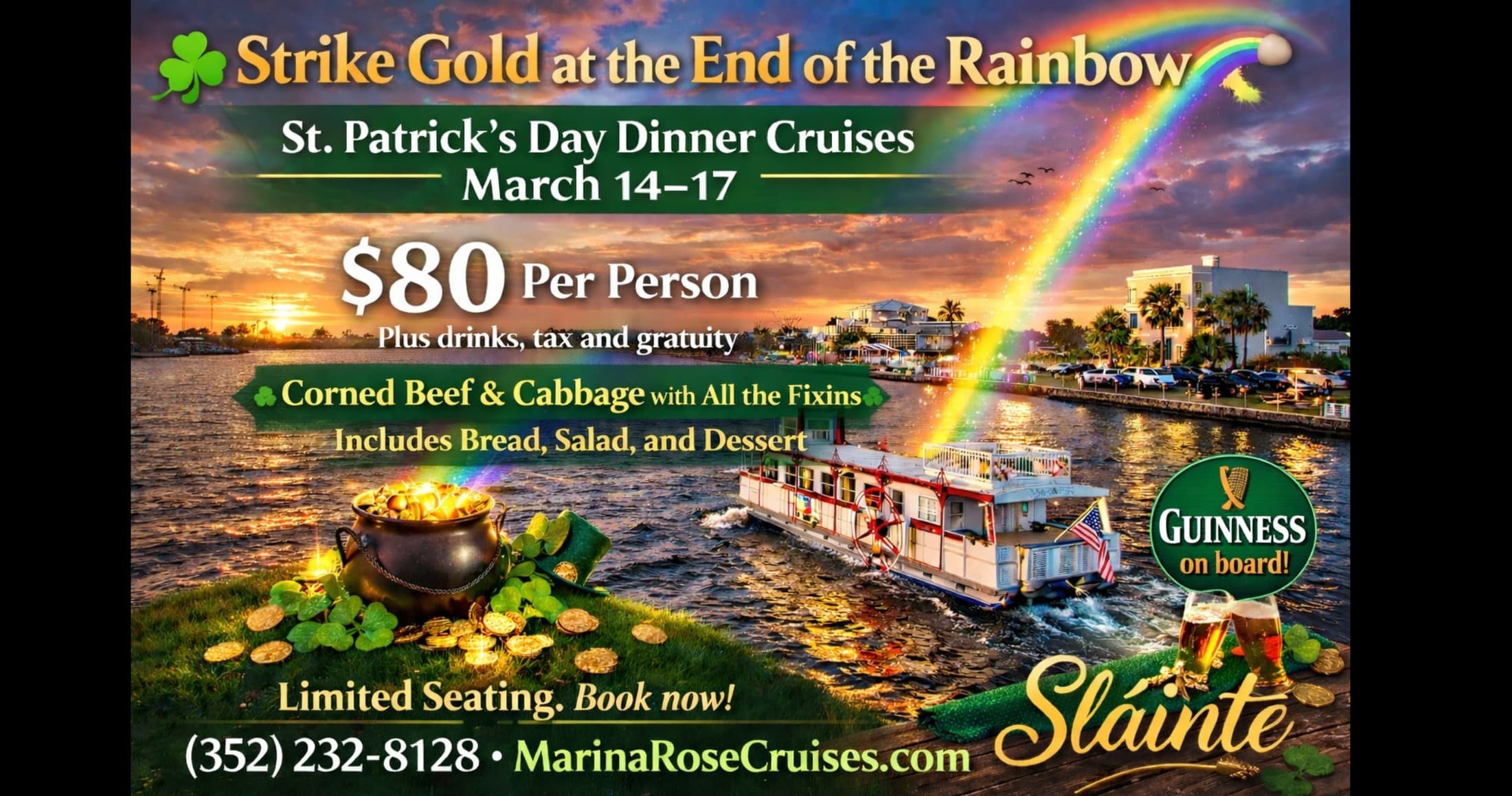 Sail St Patrick's: Marina Rose Irish Dinner Cruise on Hernando Beach