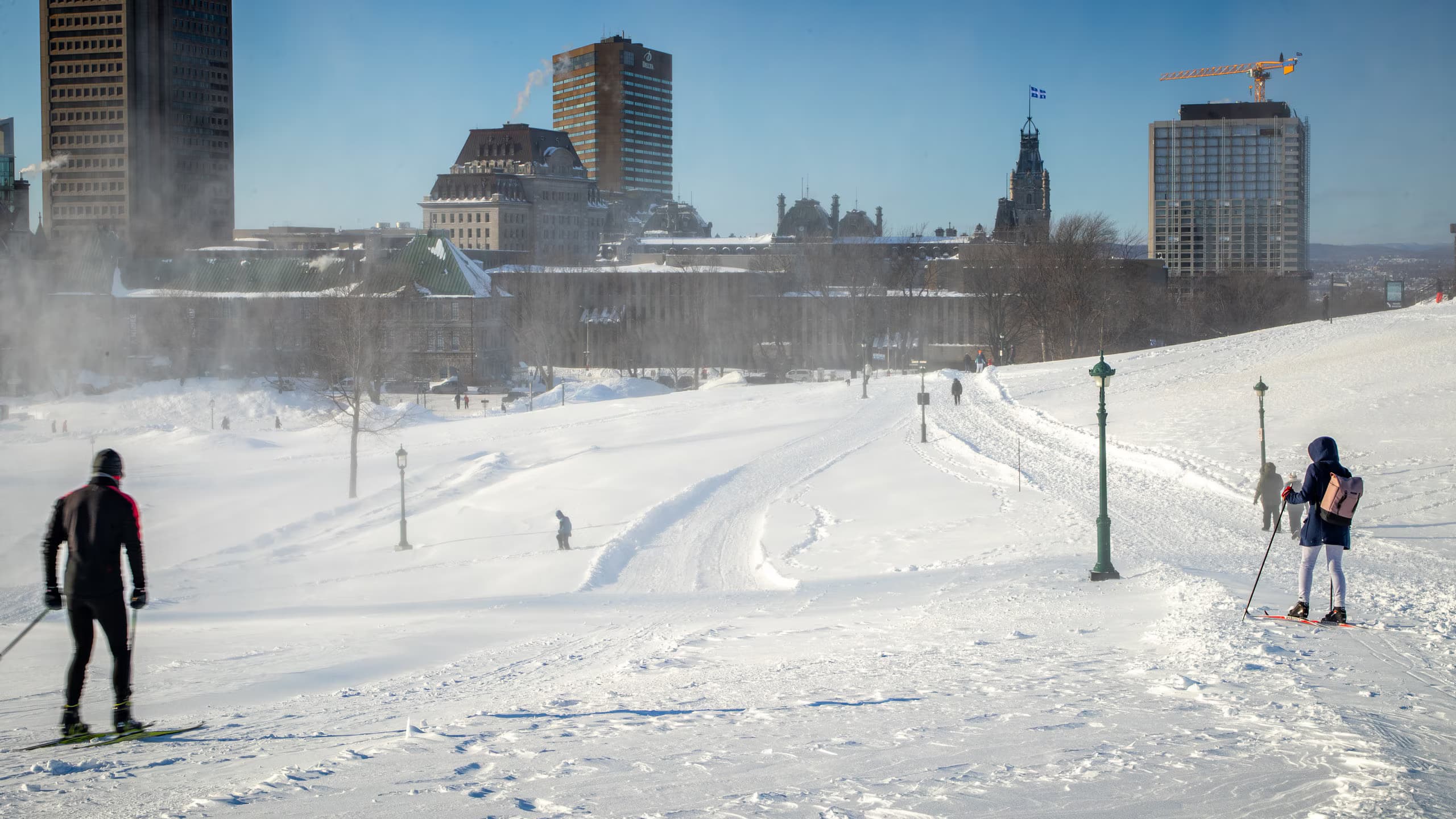 Snowshoe Skiing on Plains of Abraham with Echo Sports Tours