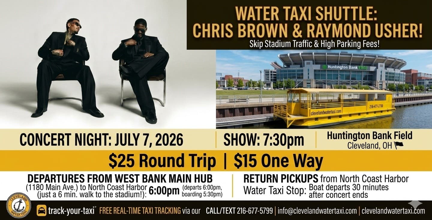 Cleveland Water Taxi Concert Shuttle to Huntington Bank Field for Chris Brown and Usher