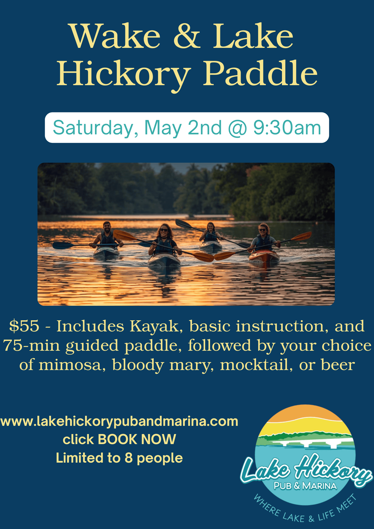 Paddle Lake Hickory: 75-Minute Guided Kayak and Post-Paddle Drinks in Hickory, NC