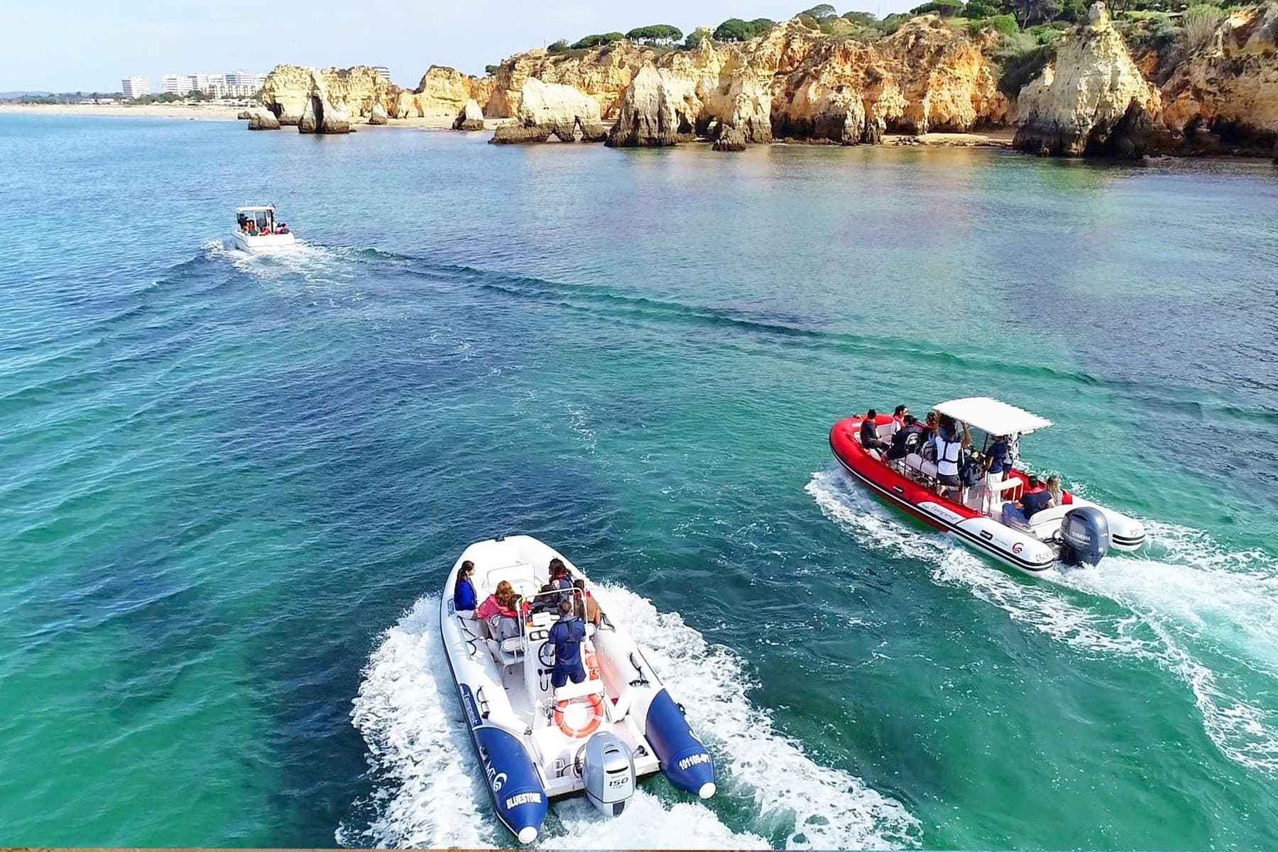 RIB Adventure to Benagil: Portimão Boat Tour to Caves, Cliffs & Sunset