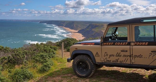 Coastal viewpoint jeep tour over rugged west coast cliffs near Sagres