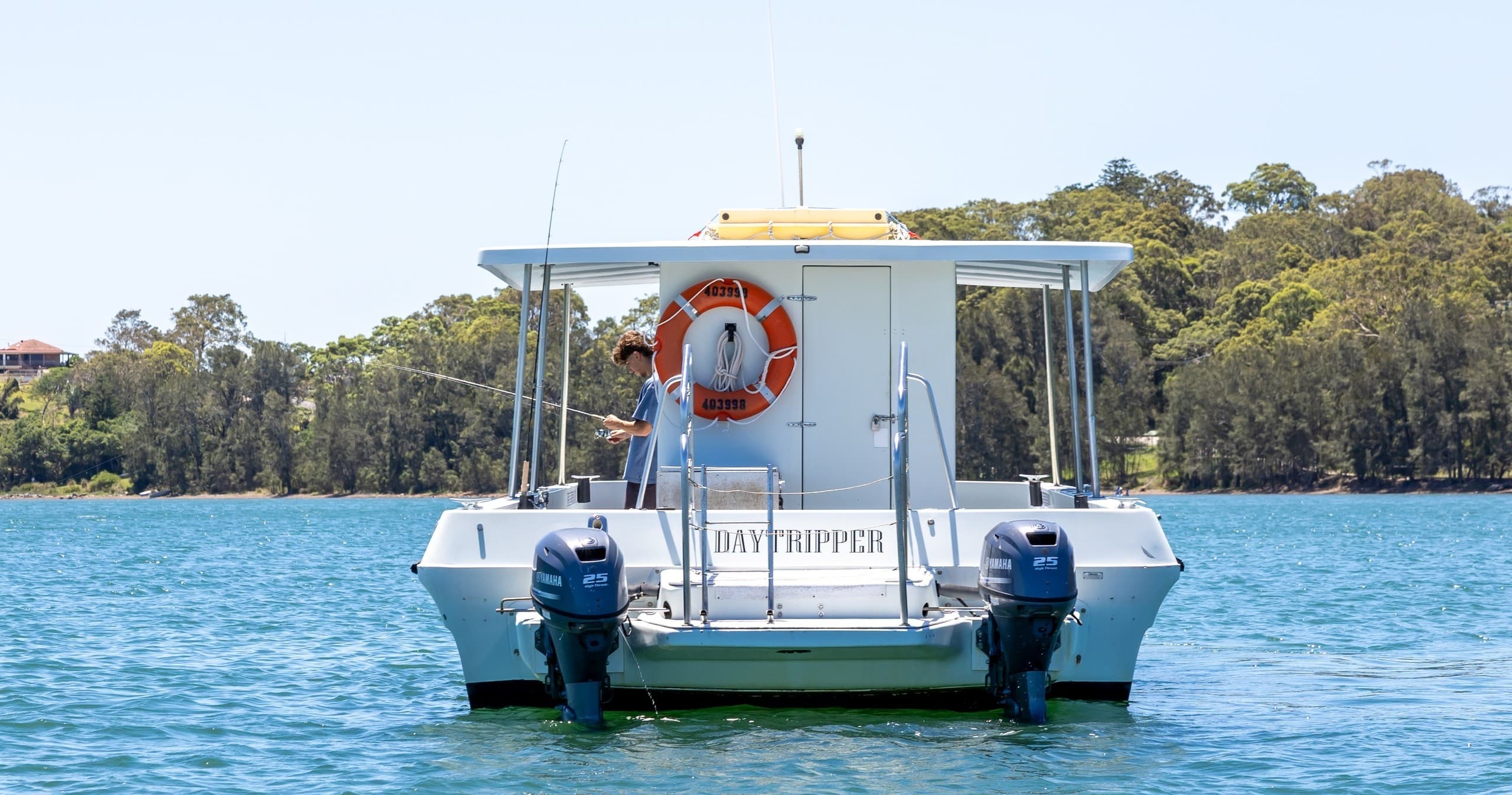 BBQ Pontoon Day Trip on Lake Macquarie: Private Vickers Boat Hire from Valentine