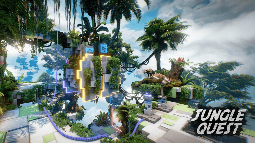 Jungle quest tropical island ruins for VR exploration adventure