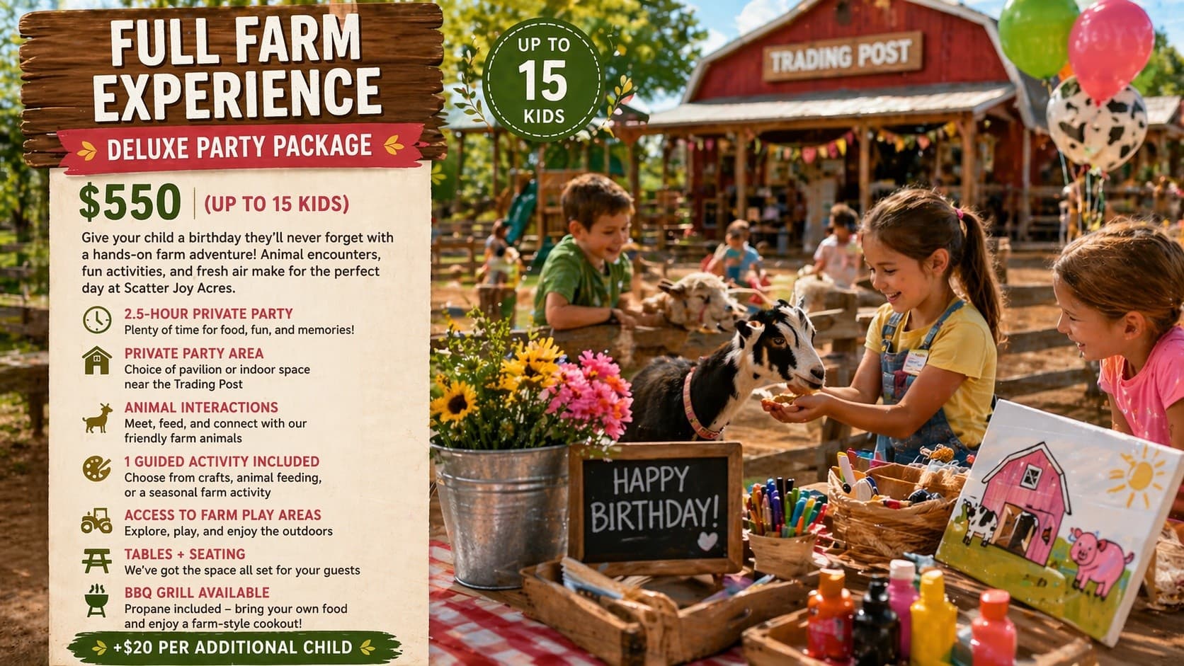 Full Farm Experience at Scatter Joy Acres: Birthday Parties in Murray, Nebraska