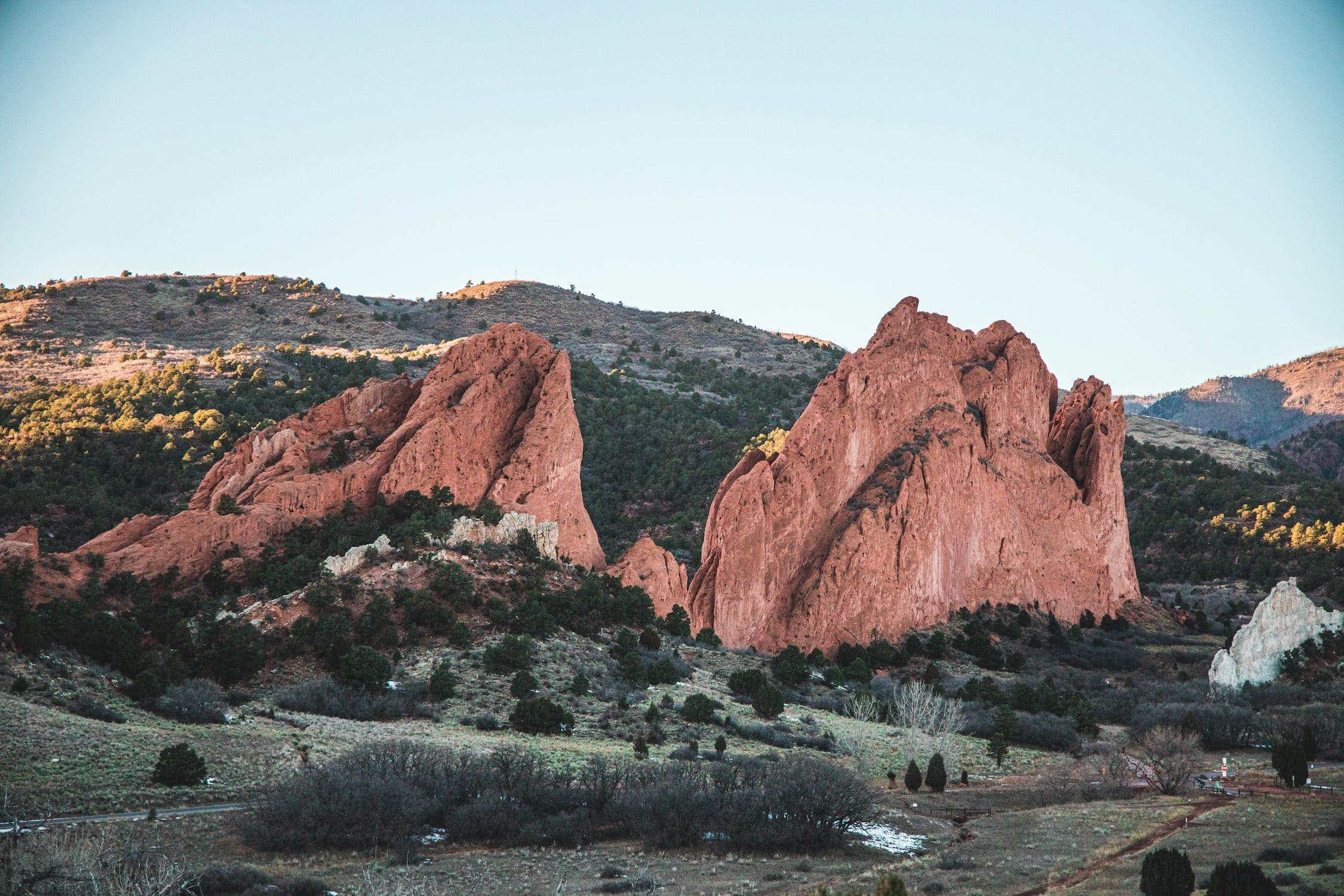 Red rock formations and scenic desert landscape at park vista