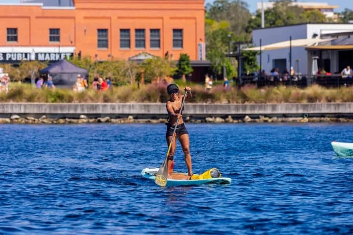 Stand-Up Paddleboarding on Tampa Riverwalk: SUP Rentals at Channelside