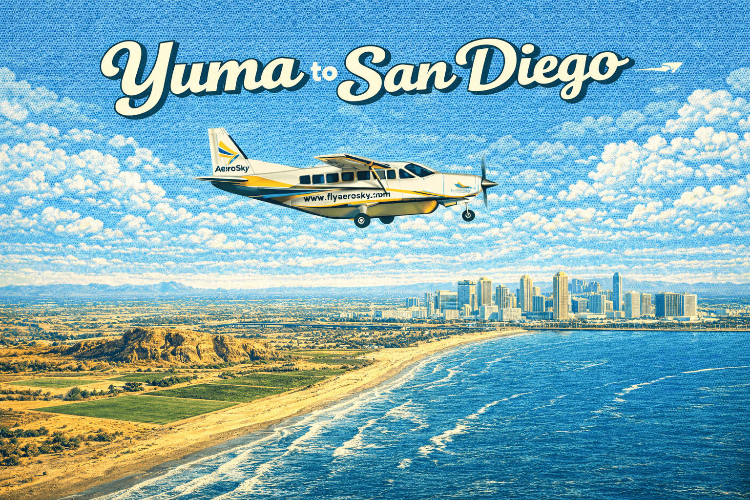 Yuma to San Diego by Aerosky — Private Regional Flight in 1 Hour