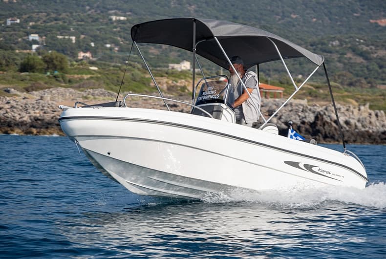 Open 480 XS — Small-Boat Charters from Sisi, Crete for Snorkeling, Fishing & Half-Day Cruises