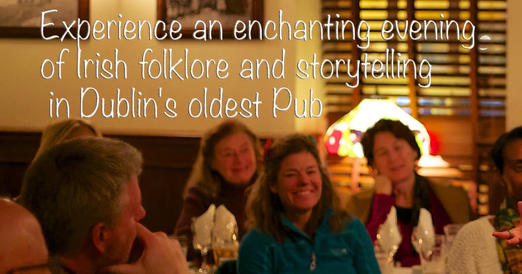 Audience enjoying Irish folklore storytelling evening in pub