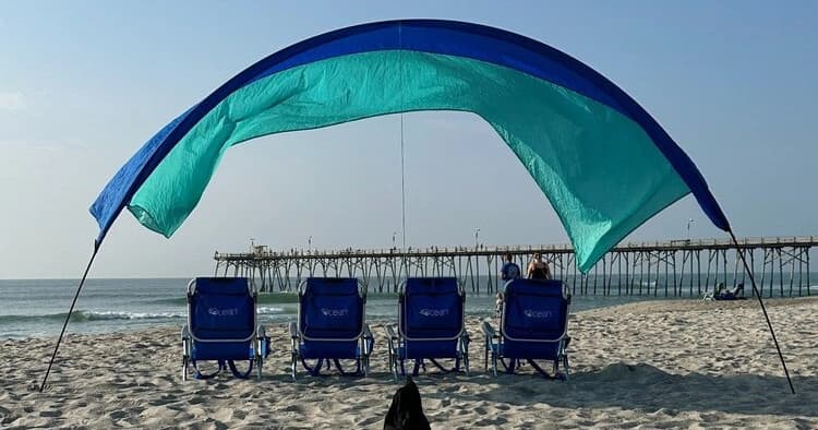 Shibumi Shade® Package Wilmington NC — Wind-Smart Beach Shade Rental with Four Recliners photo 1
