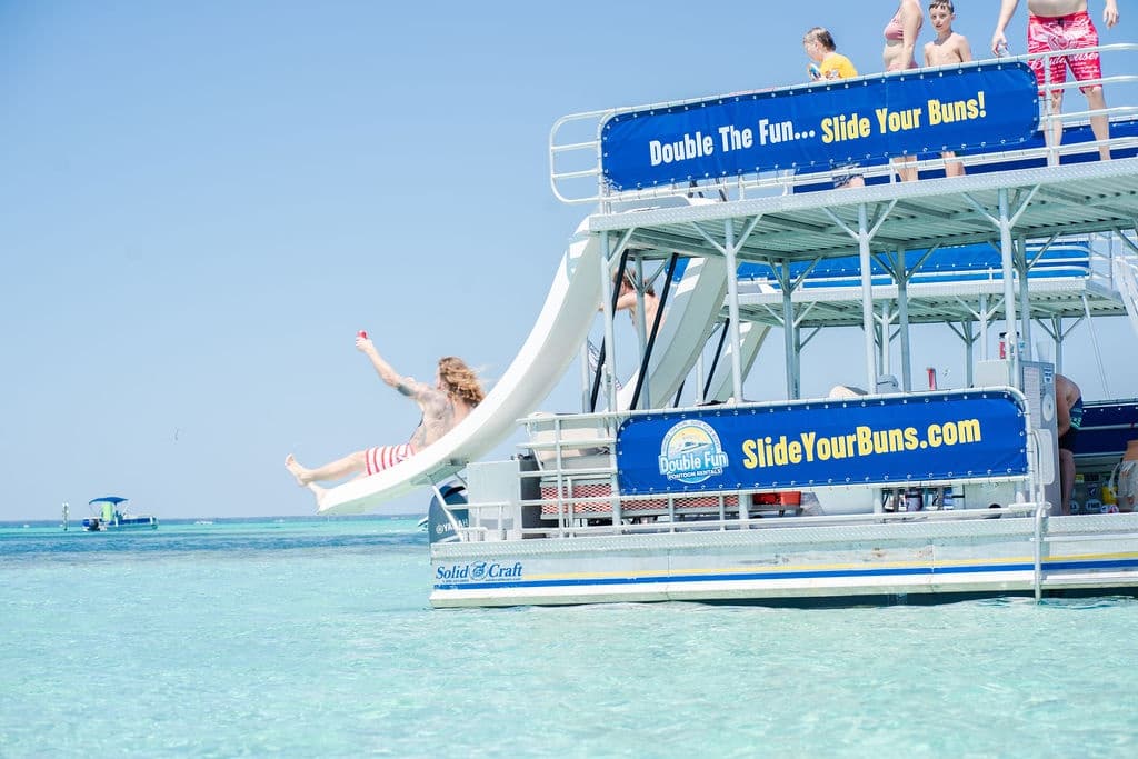 Double-Decker Pontoon Rental with Waterslides in Destin, FL