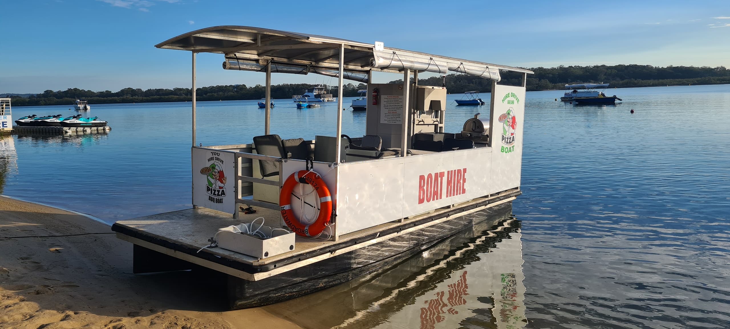 BBQ Pontoon Boat on Maroochy River with Swan Boat Hire