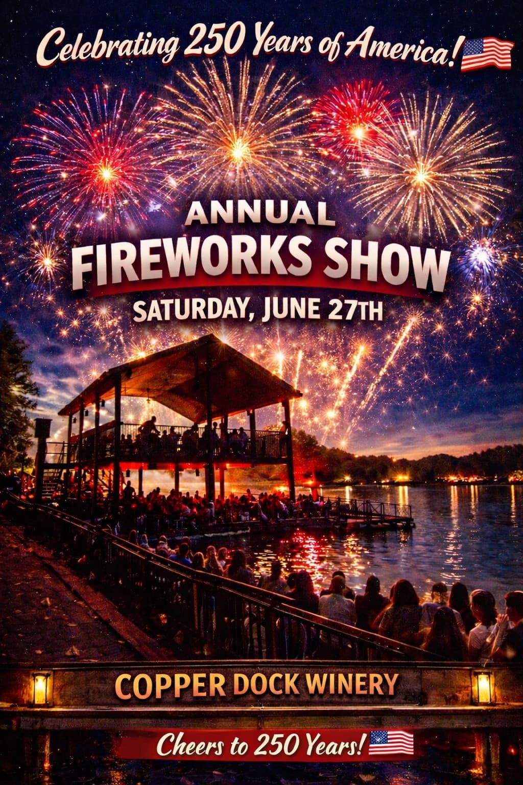 Copper Dock Winery Fireworks on Carlyle Lake: Pocahontas Summer Waterfront Celebration