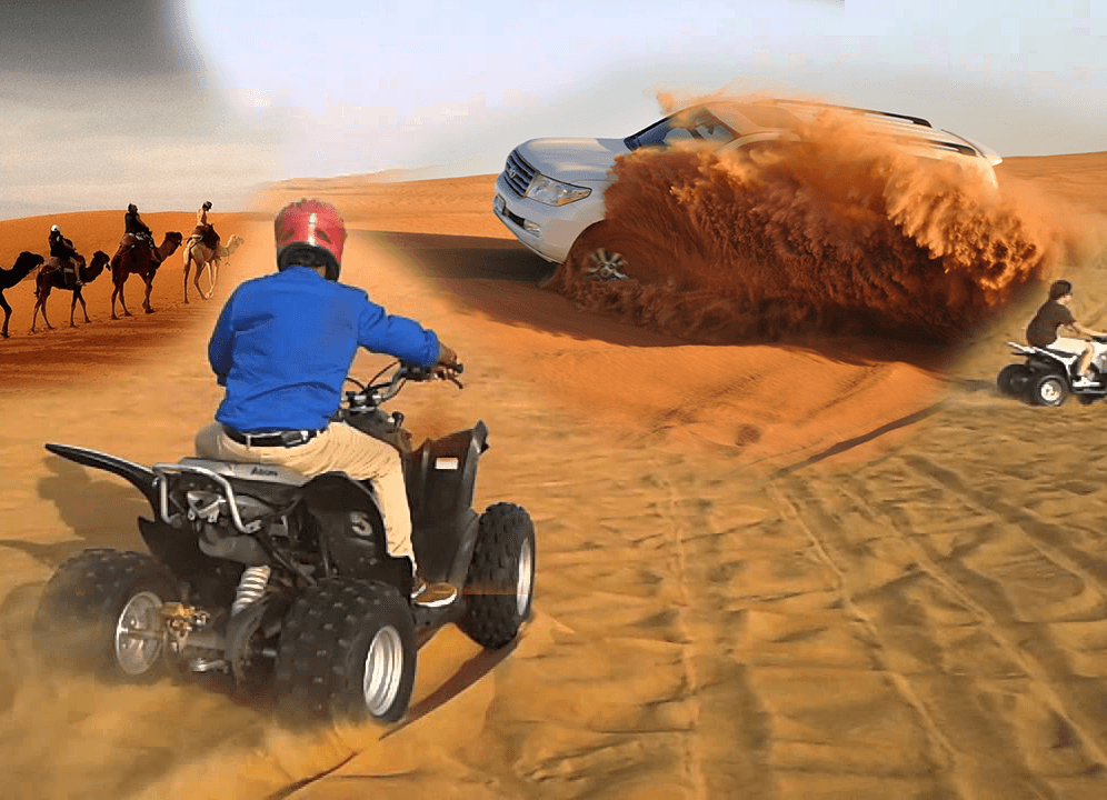Red-Dune Quad Adventure: Dubai Desert Safari with Sandboarding & Sunset BBQ