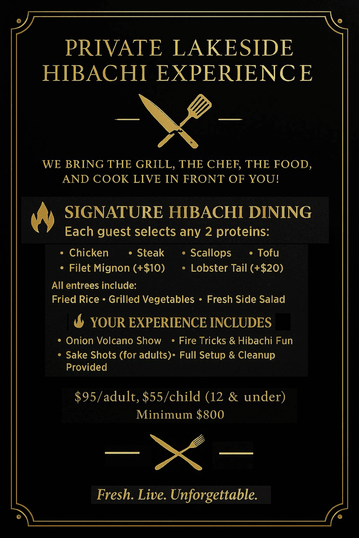 Private Lakeside Hibachi Experience in Tampa: Live Cooking and Lakeside Dining