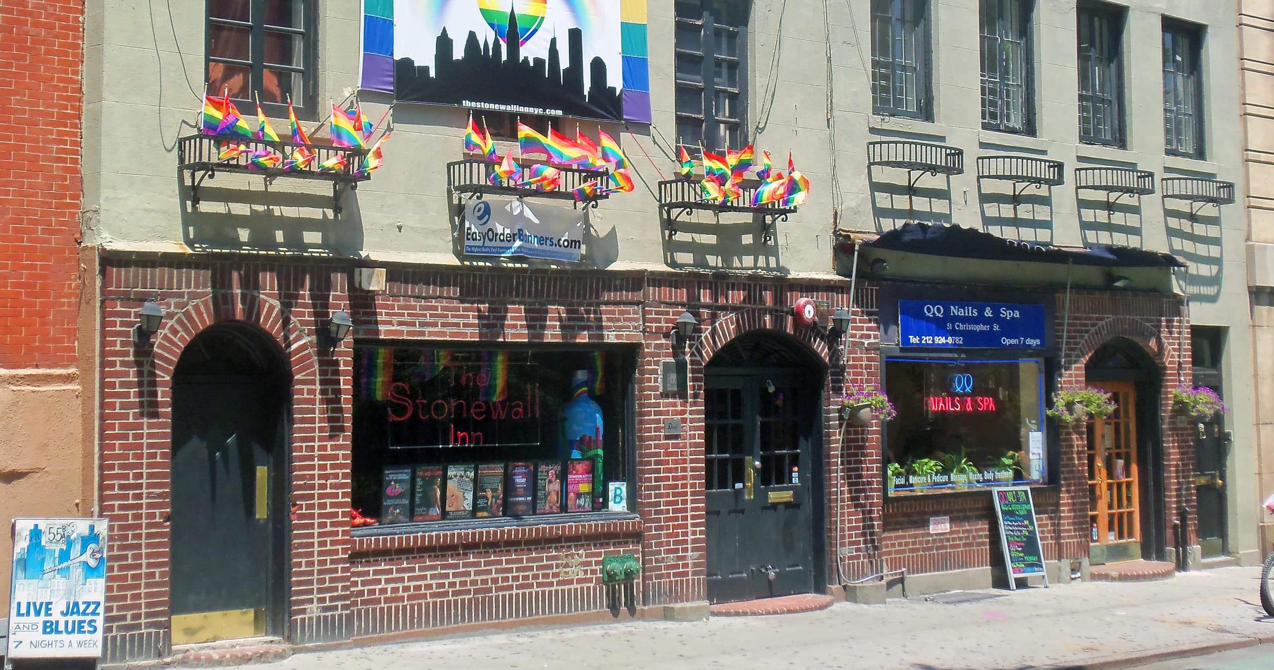 Historic Stonewall Inn facade on NYC Greenwich Village walking tour