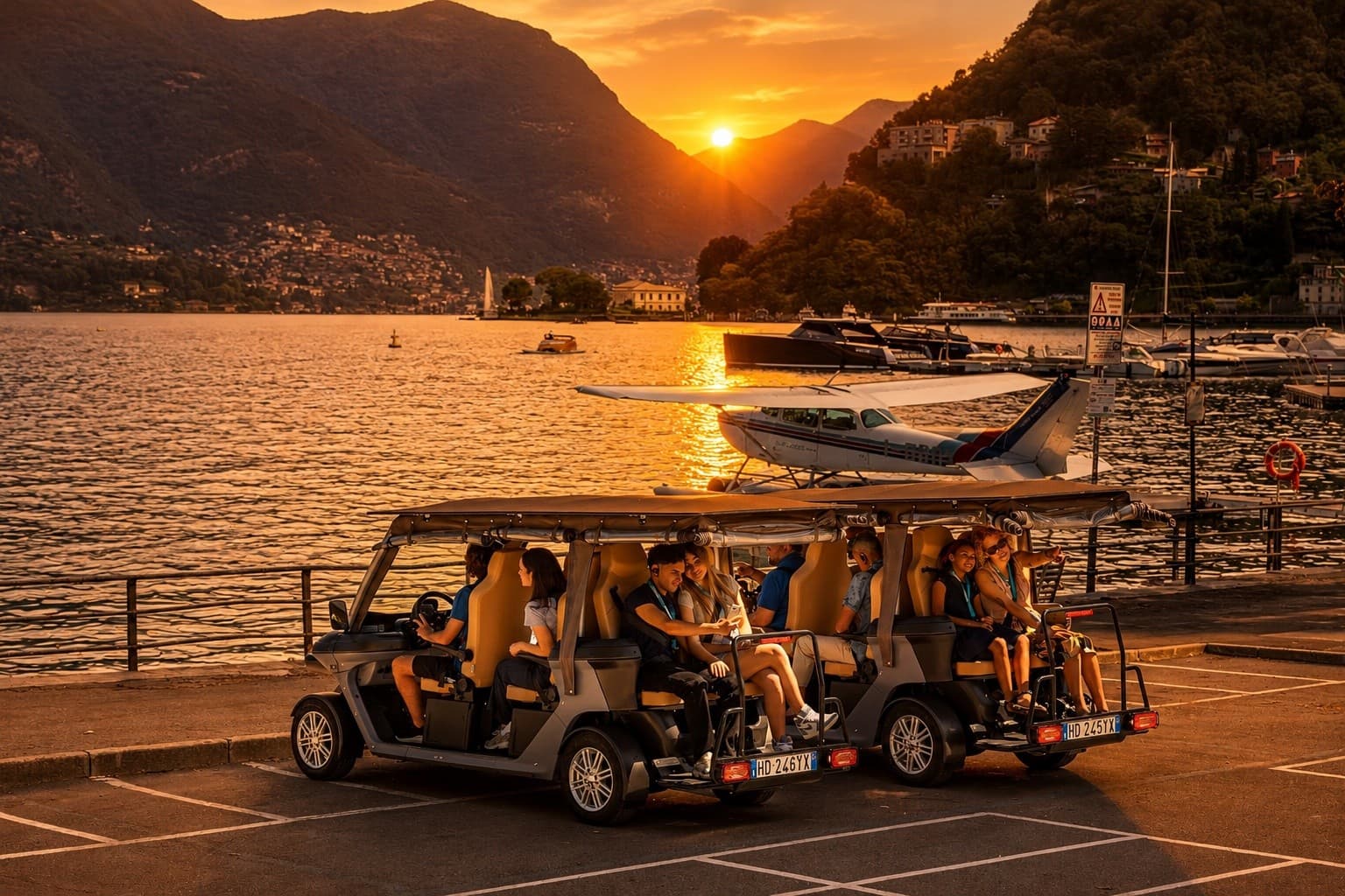 VIP Electric Sunset Tour of Como: Golf Car Evening Drive Along Lake Como