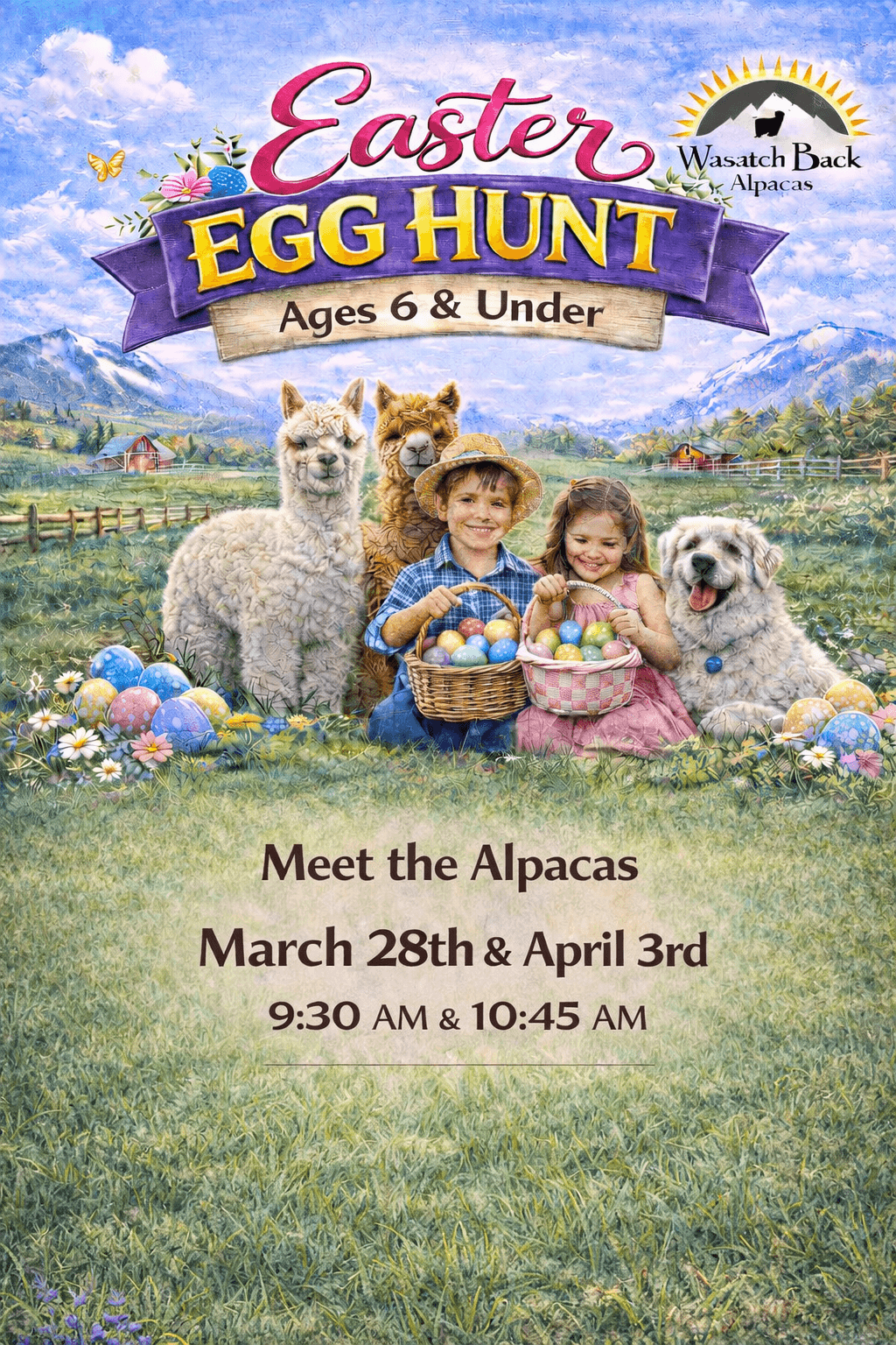 Little Bunnies Easter Hunt: Alpaca Feedings & Spring Family Fun Near Heber City