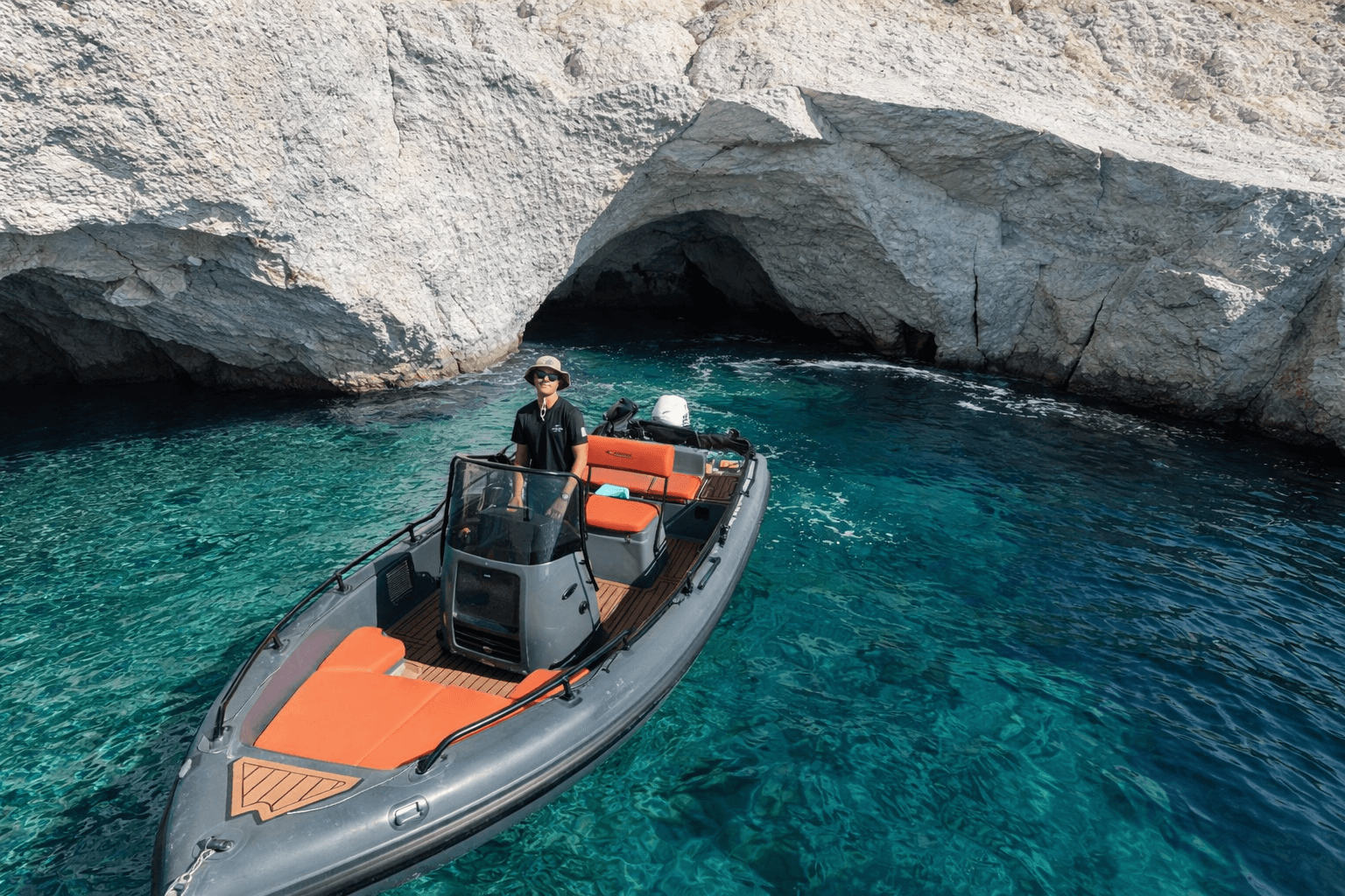 Sail Milos: Poseidon Blue Water 170 to Kleftiko, Tsigrado & Hidden Beaches