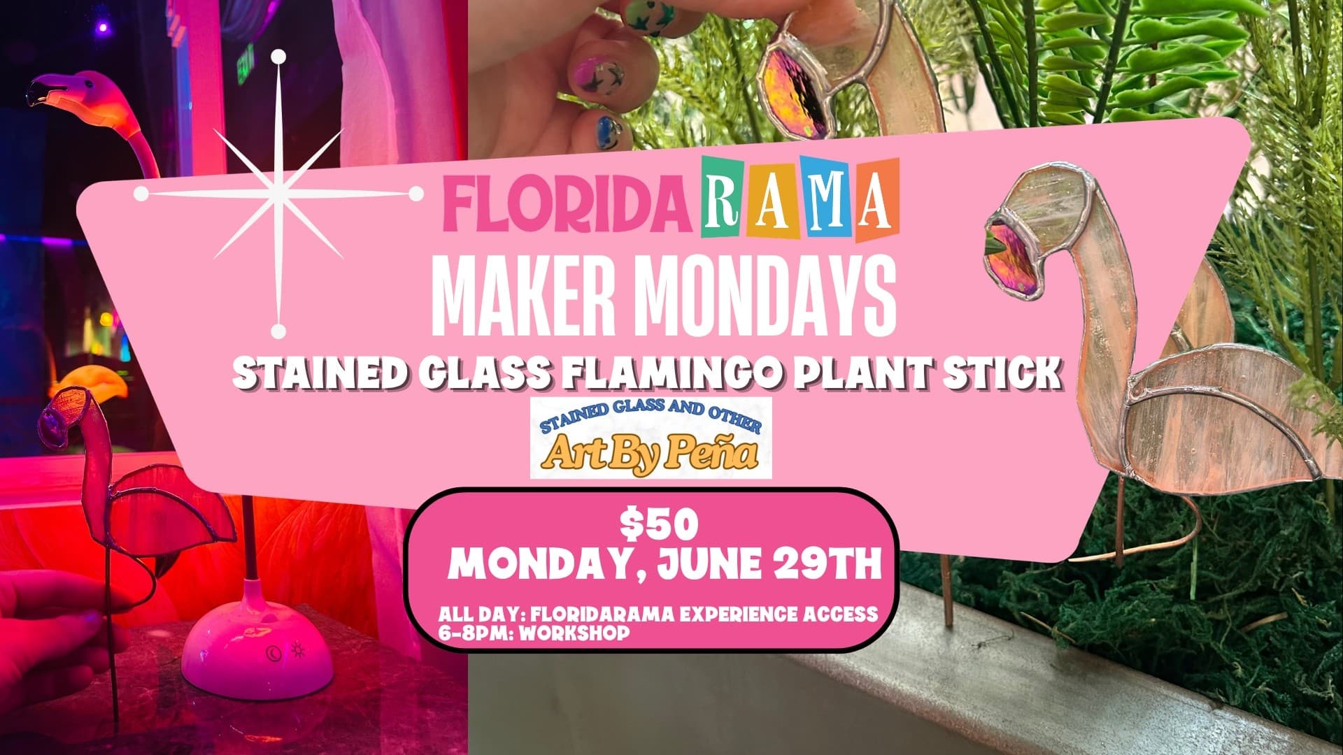 Stained-Glass Flamingo Workshop & FloridaRAMA Experience in St. Petersburg