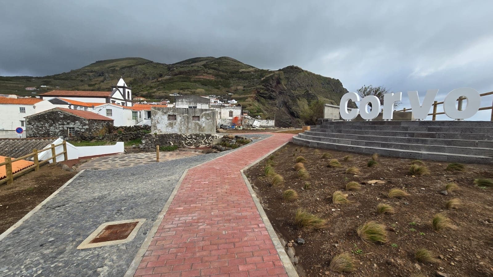 Corvo village promenade with coastal views for walking tours