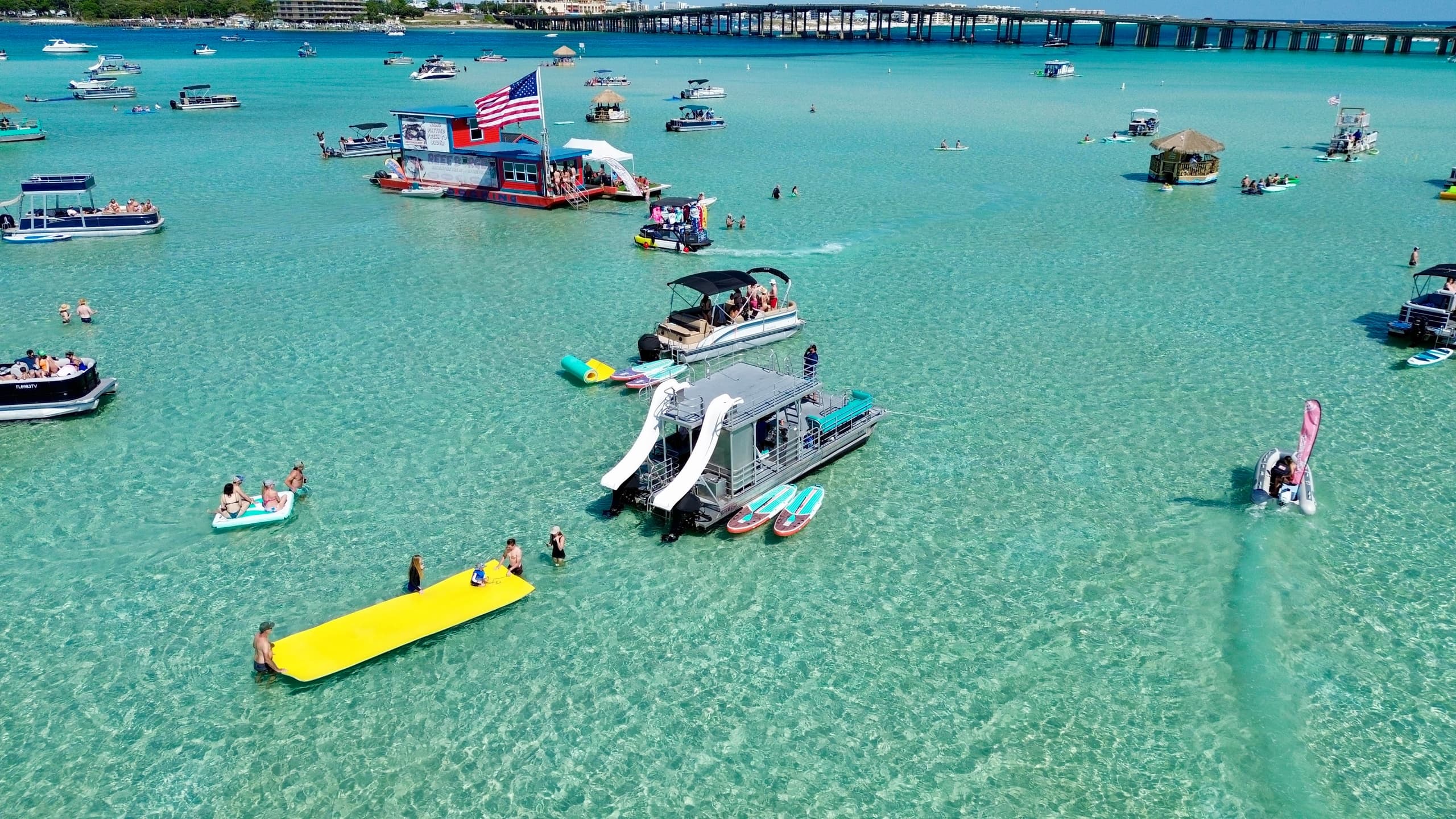 Private Crab Island Double Slide Pontoon: Destin Family Charter with Restroom photo 2