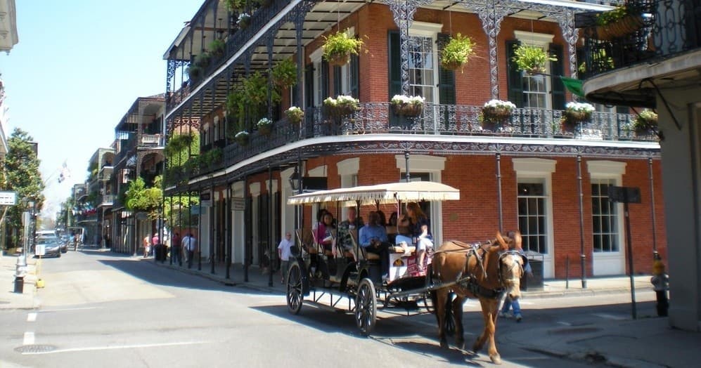 Horse-drawn carriage tour through New Orleans French Quarter