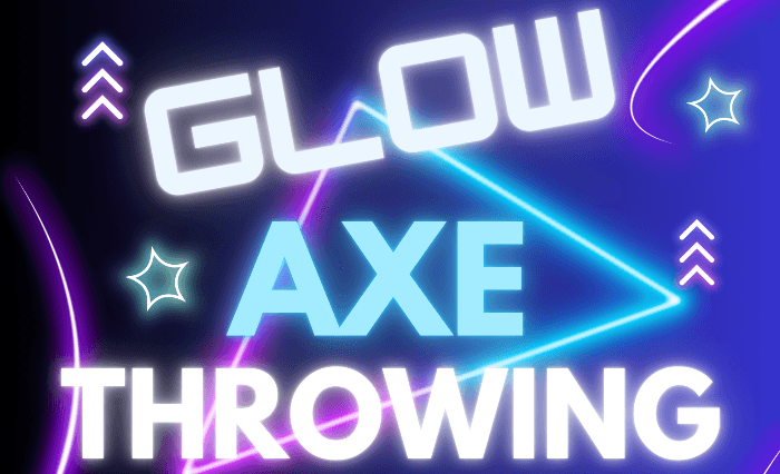 Neon glow axe throwing sign graphic for nighttime event promo