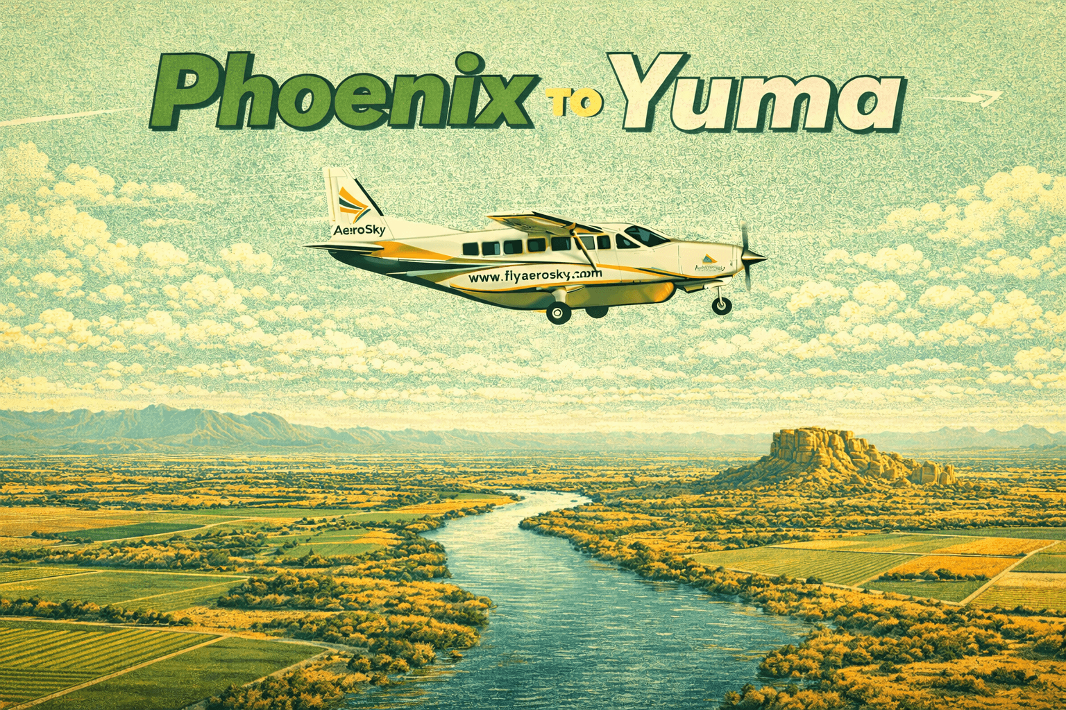 Aerosky Private Flight Phoenix to Yuma in 80 Minutes
