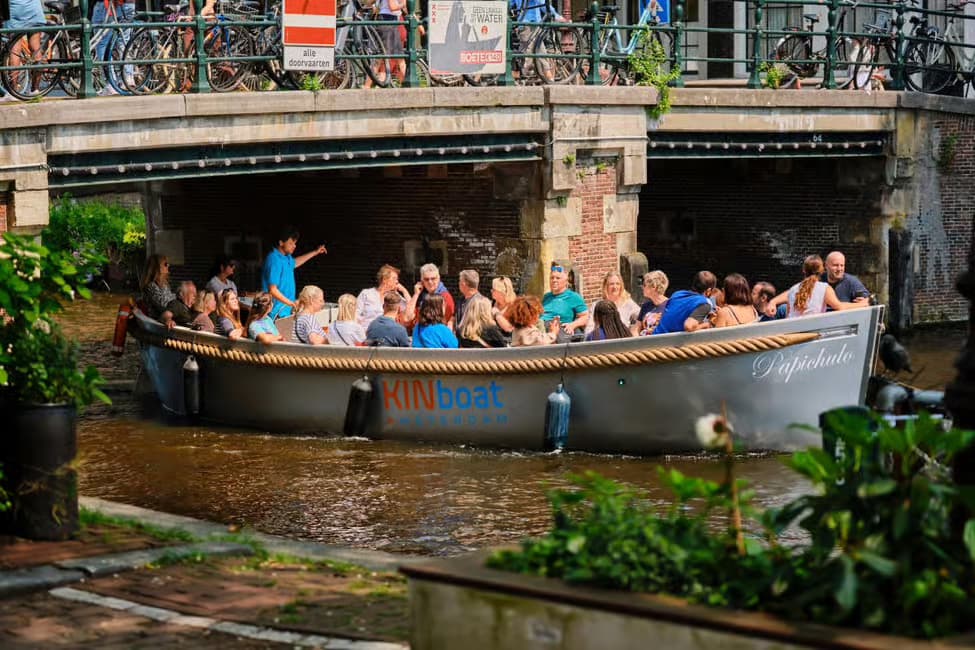 Open-Boat Canal Cruise in Utrecht: KINboat Rondvaart on the Oudegracht