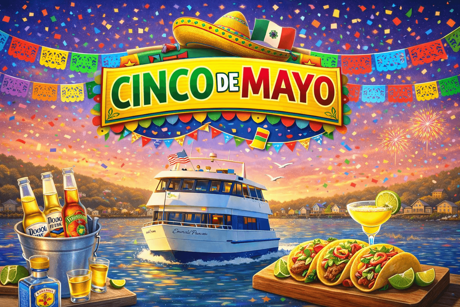 Hudson River Cinco de Mayo Sunset Cruise from Peekskill — DJ, Tacos & Skyline Views