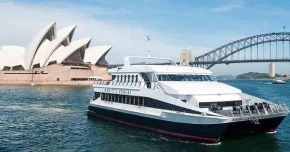 Harbour cruise passing Sydney Opera House and Harbour Bridge