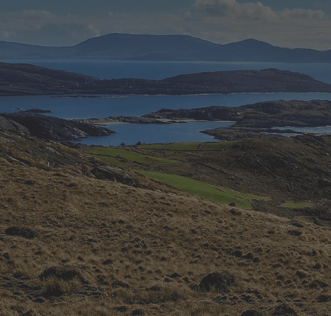 Panoramic coastal hills and bays in County Kerry, scenic hike