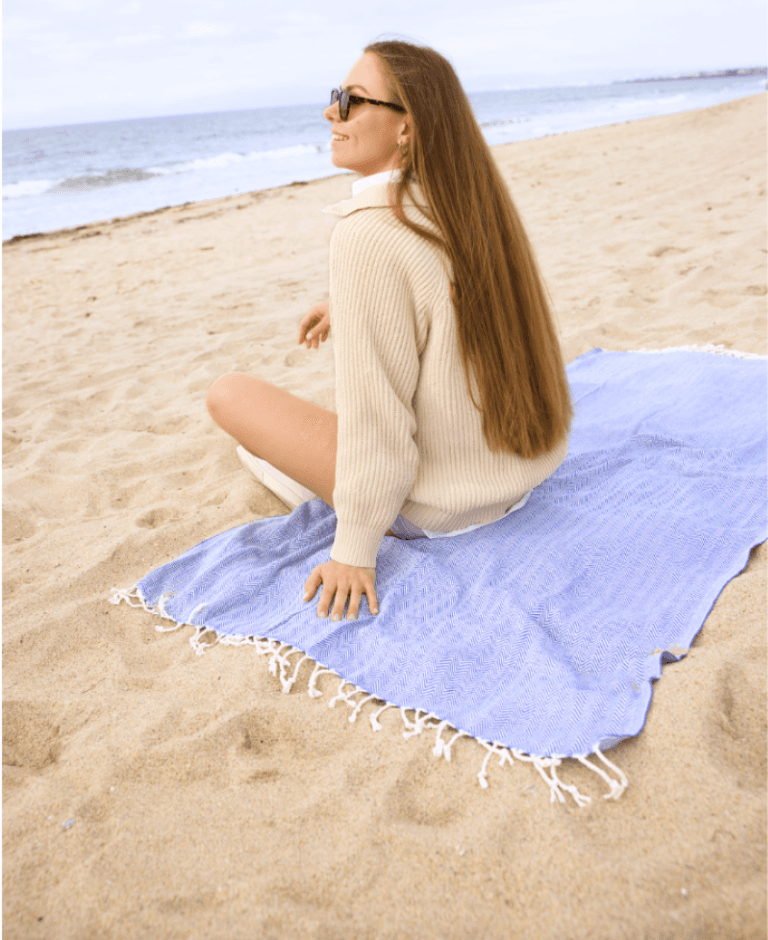 Beachside Relaxation with Shoreline Beach Blanket in Coastal Area